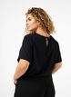 Kurzärmelige Bluse aus Viskose mit Schleifen, Black, Model image number 1