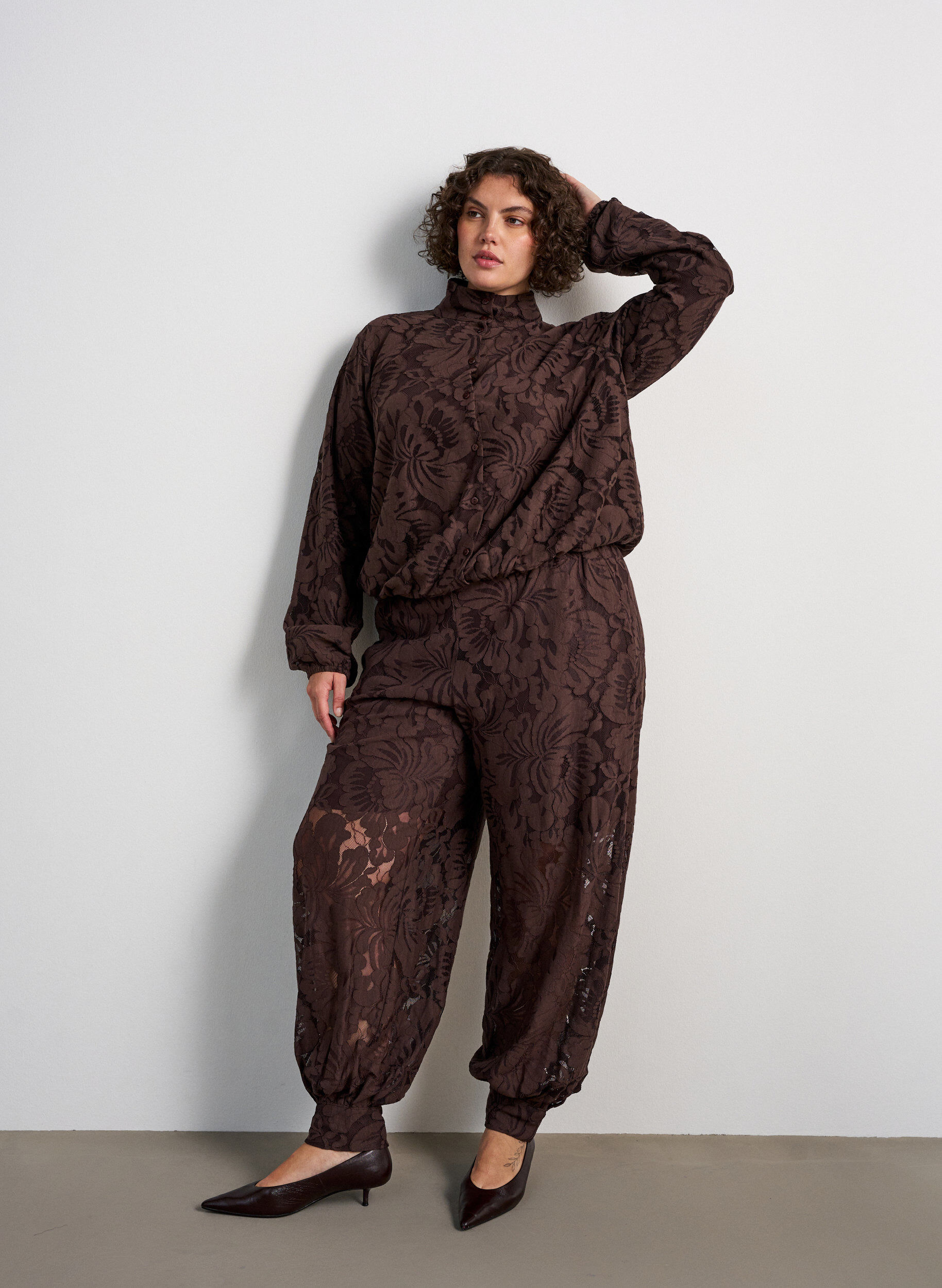 ZizziBomberjacke mit gebl&uuml;mtem Jacquard, Braun, Model image number 1