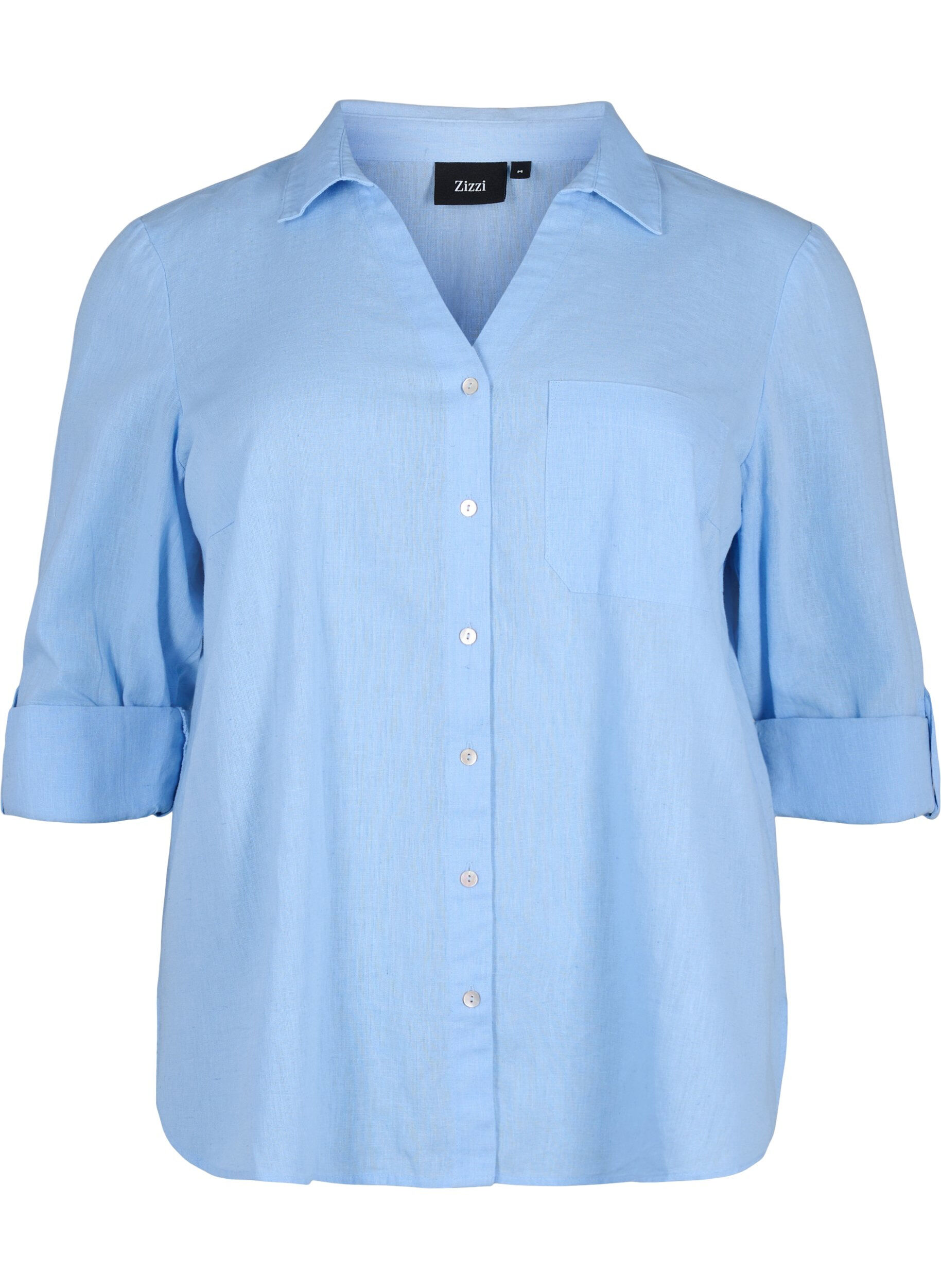 ZizziHemdbluse mit Knopfverschluss aus Baumwoll-/Leinengewebe, Serenity, Packshot image number 0