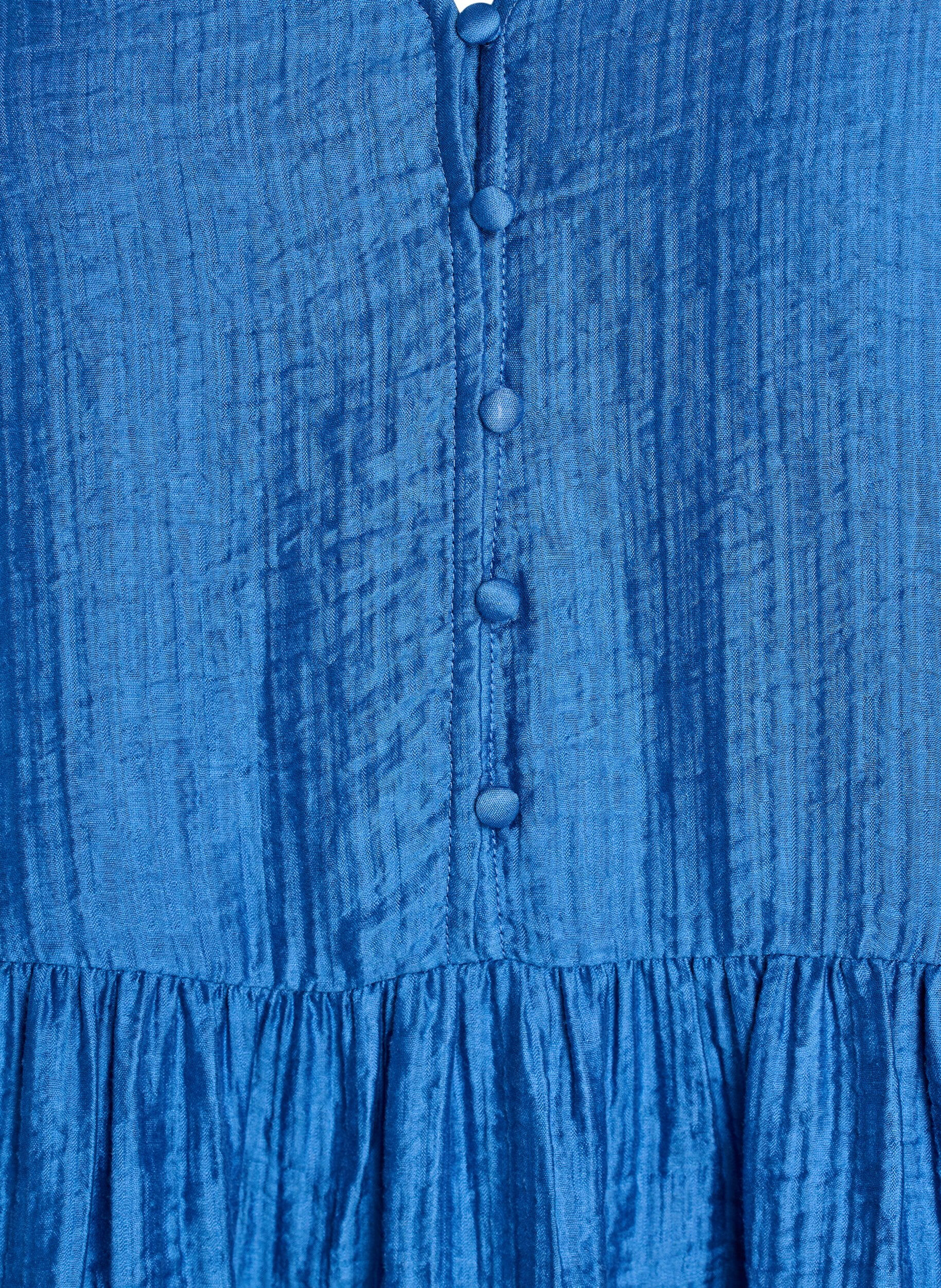 ZizziKurzes Kleid mit Struktur und kurzen Ballon&auml;rmeln, Blau, Packshot image number 2