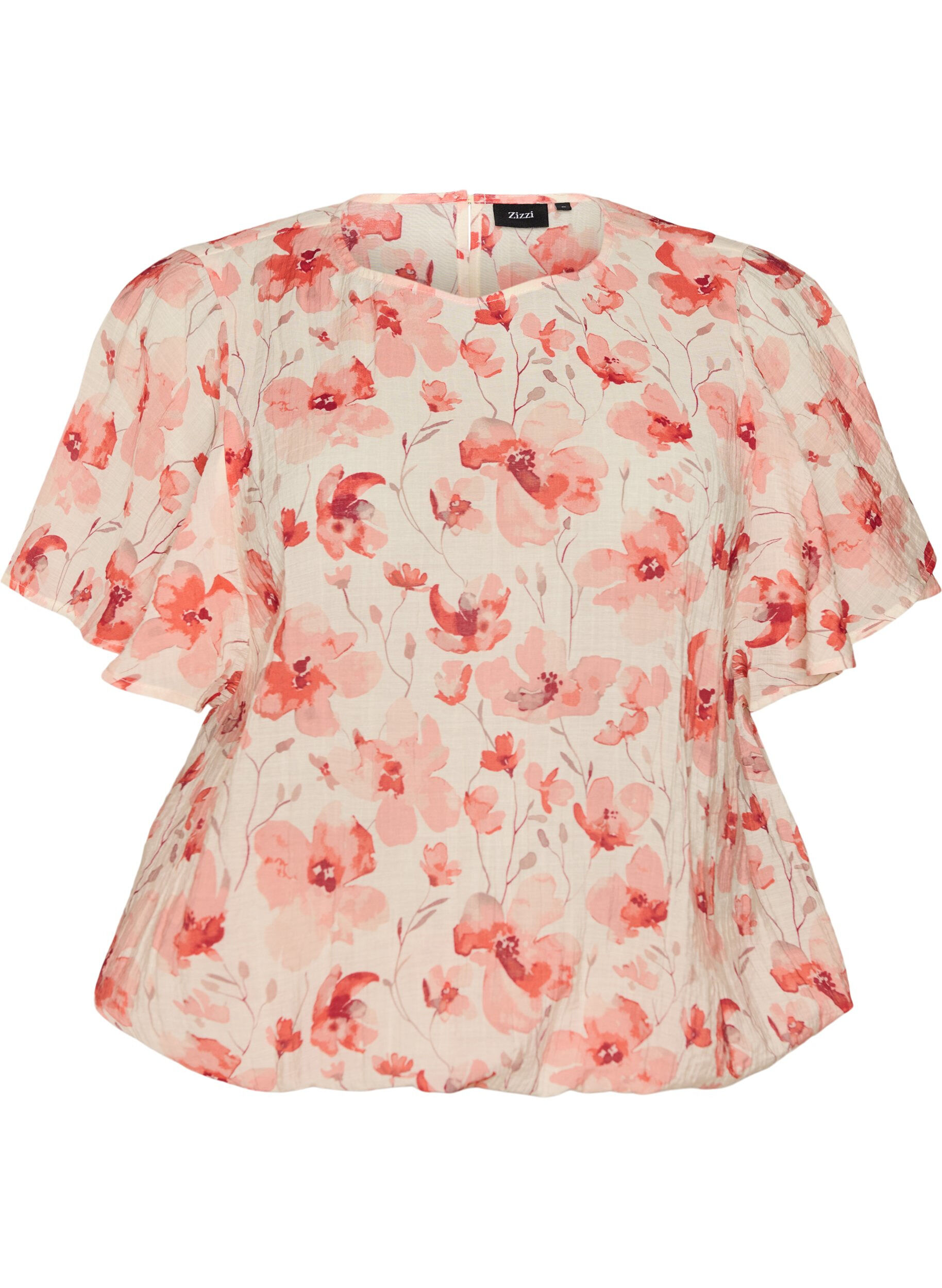 ZizziBluse mit Ballonform und Fl&uuml;gel&auml;rmeln, Orange, Packshot image number 0