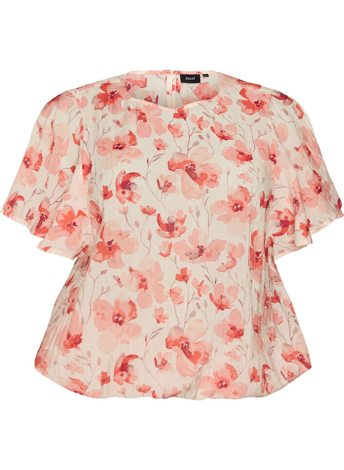 Bluse mit Ballonform und Fl&uuml;gel&auml;rmeln, Orange, Packshot image number 0