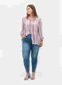 Cropped Amy Jeans mit Reißverschluss, Blue denim, Model