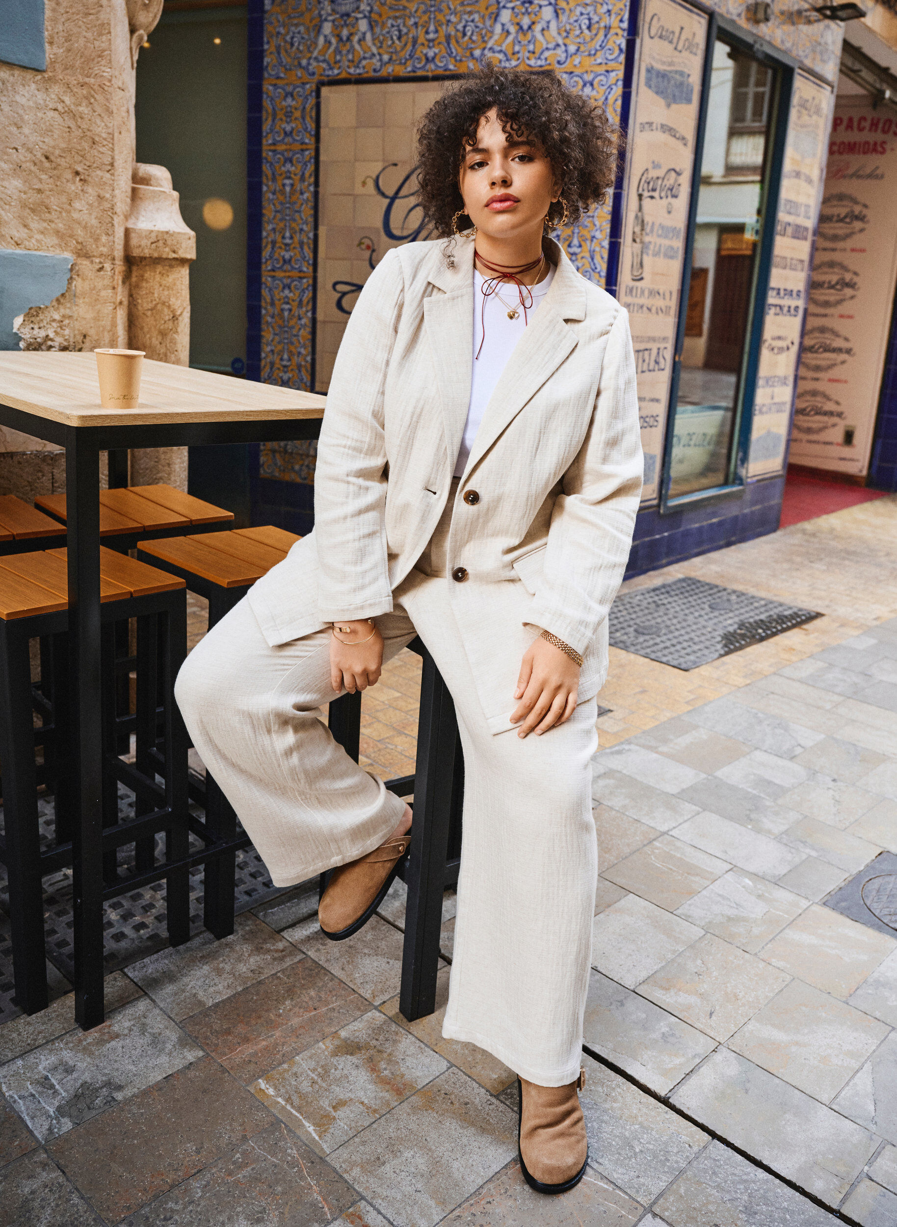 ZizziAnzughose aus Materialmix mit Leinen, Rainy Day, Image image number 0