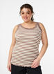 Gestreiftes Top mit Rippstruktur und Spitzen, Beige, Model image number 0