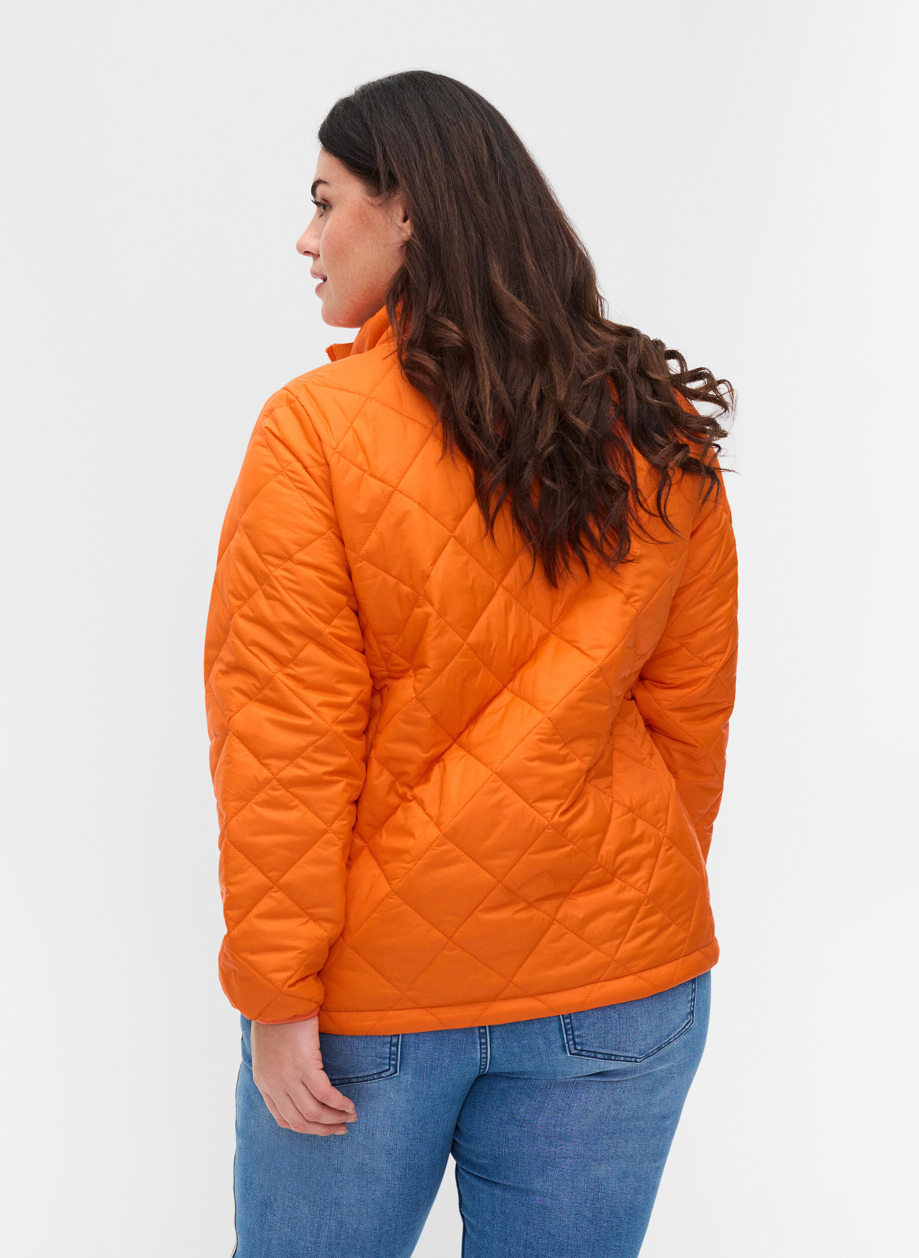 ZizziGesteppte Leichtgewichtsjacke mit Rei&szlig;verschluss und Taschen, Mandarin Orange, Model image number 1