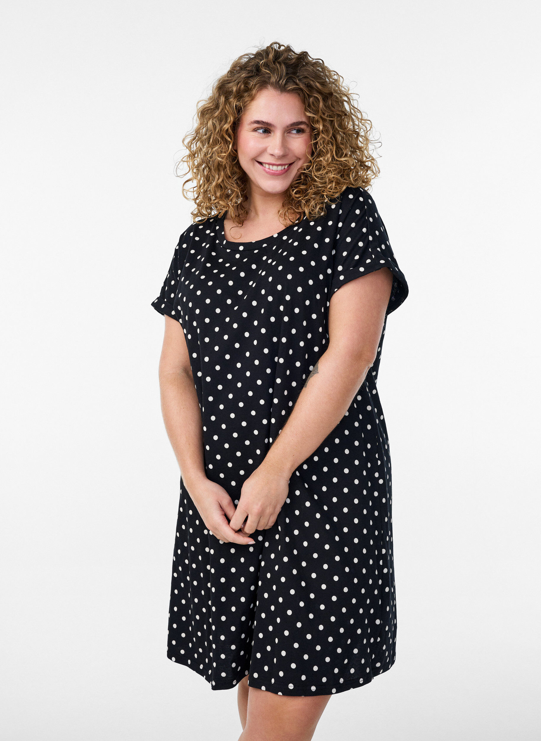 Zizzi2er-Pack T-Shirt-Kleid mit kurzen &Auml;rmeln, Schwarz, Model image number 0