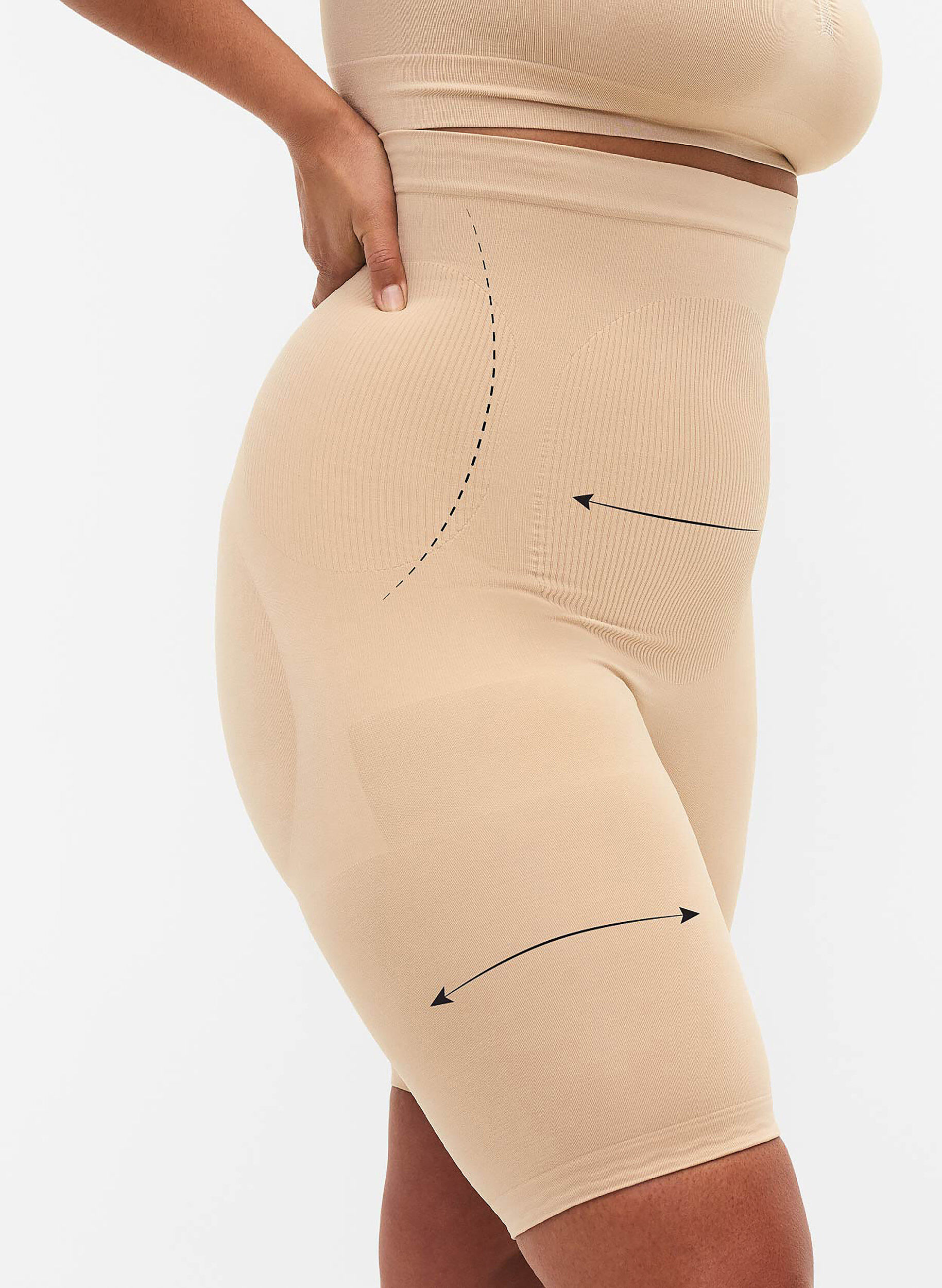 Hochtaillierte Shapewear Shorts, Beige, Model
