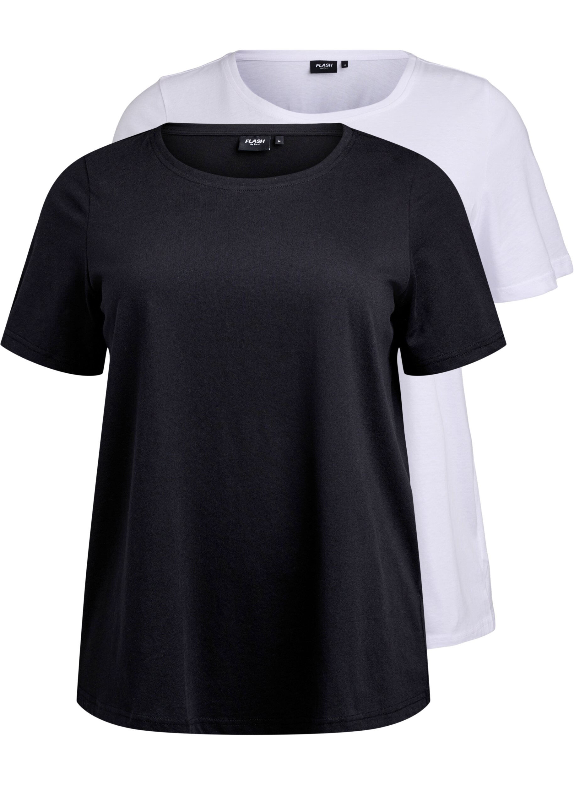 ZizziFLASH - 2er-Pack T-Shirts mit Rundhalsausschnitt, Black/White, Packshot image number 0