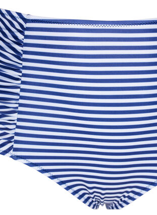 Bikini-Unterteil mit Streifen und hoher Taille, Blue Striped, Packshot image number 2