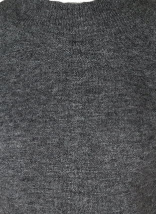Strickbluse mit Rippbündchen und Rundhals, Dark Grey Melange, Packshot image number 2