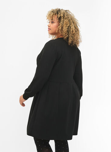 A-Linien Kleid mit V-Ausschnitt, Black, Model image number 1