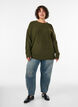 Strickbluse mit V-f&ouml;rmigem Rippenmuster und Schlitzen, Gr&uuml;n, Model image number 1