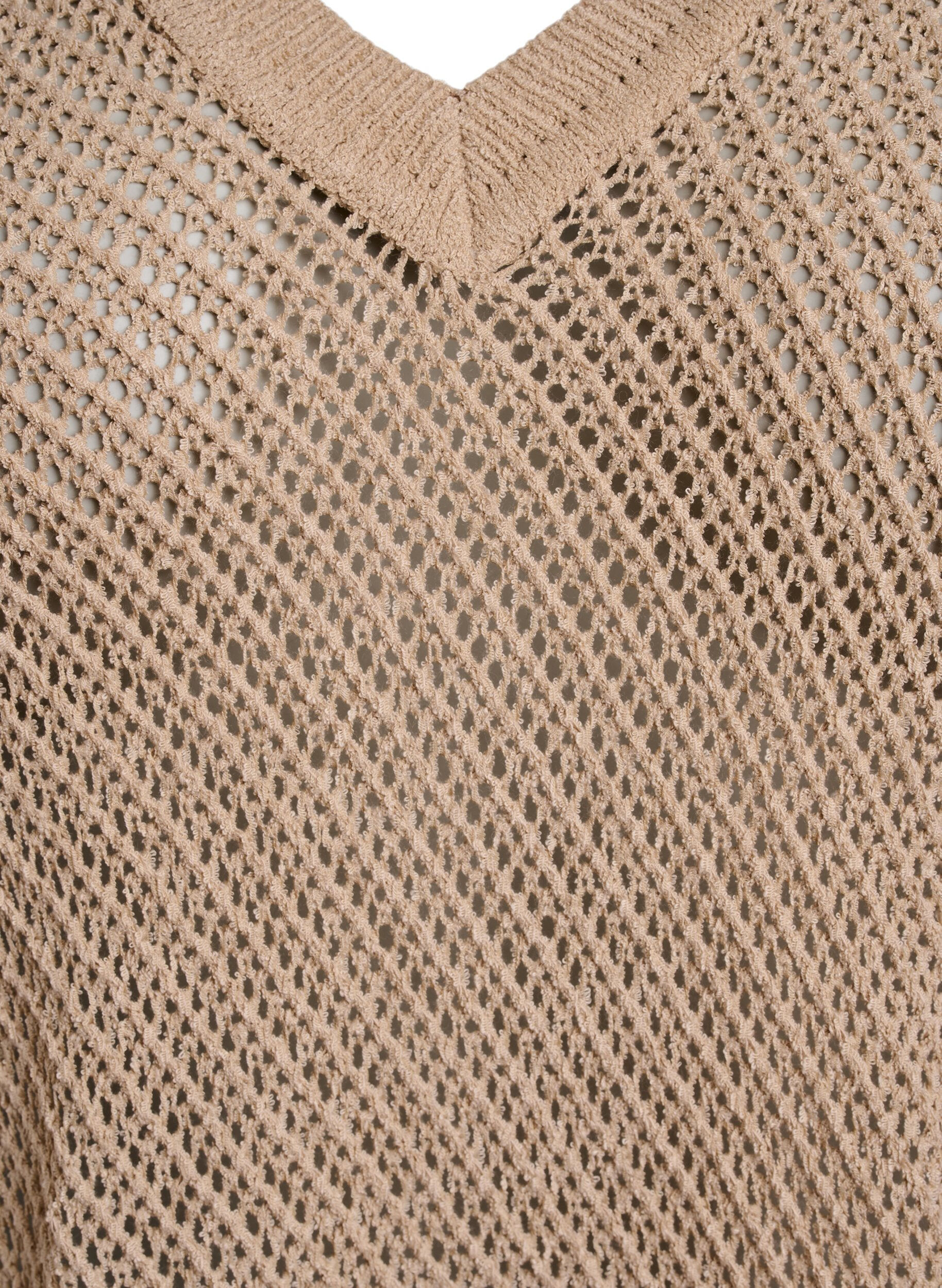 ZizziFLASH - Kurzarmpullover mit V-Ausschnitt, Beige, Packshot image number 2