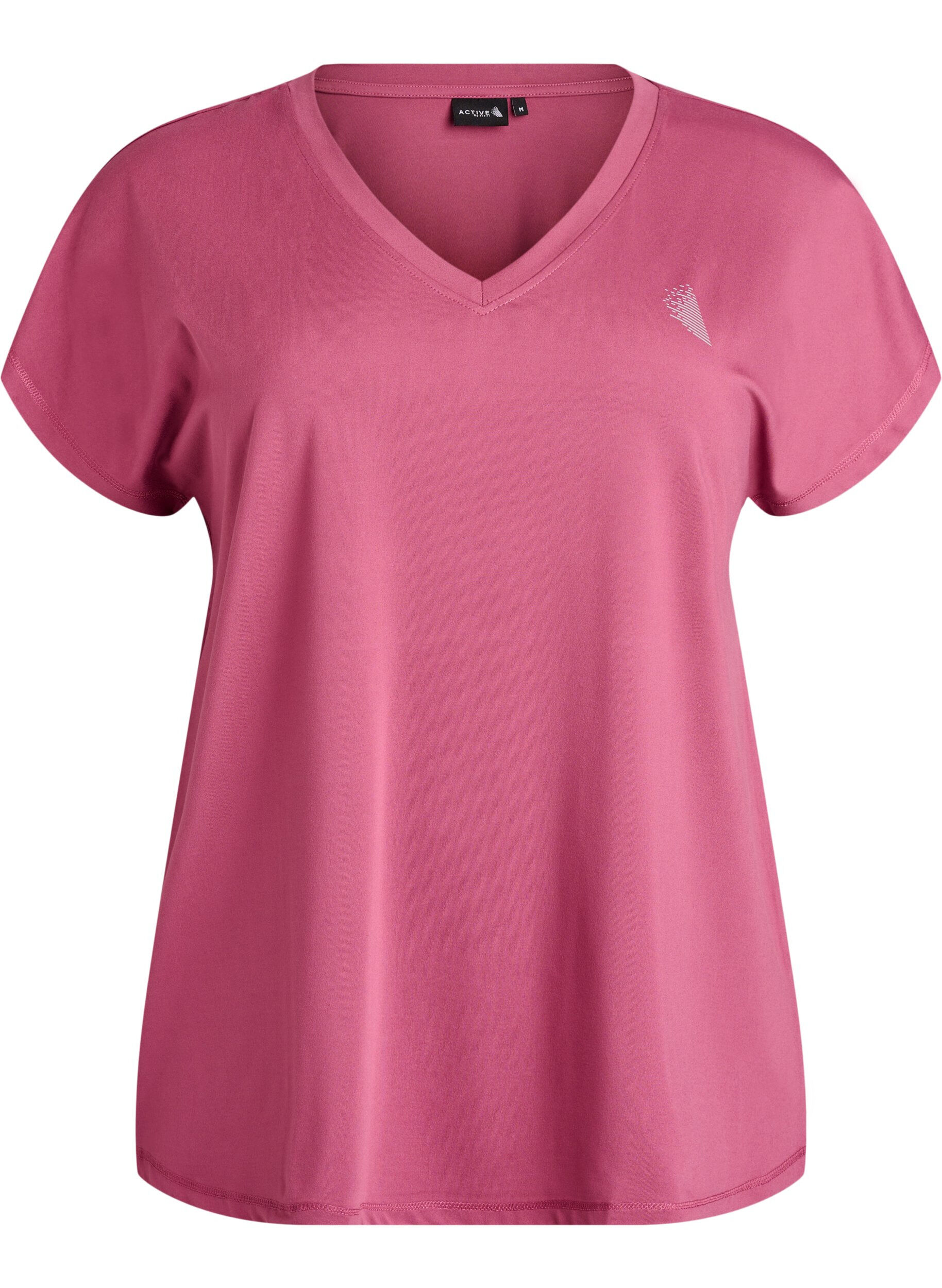 ZizziLockeres Trainings-T-Shirt mit V-Ausschnitt, Rot, Packshot image number 0