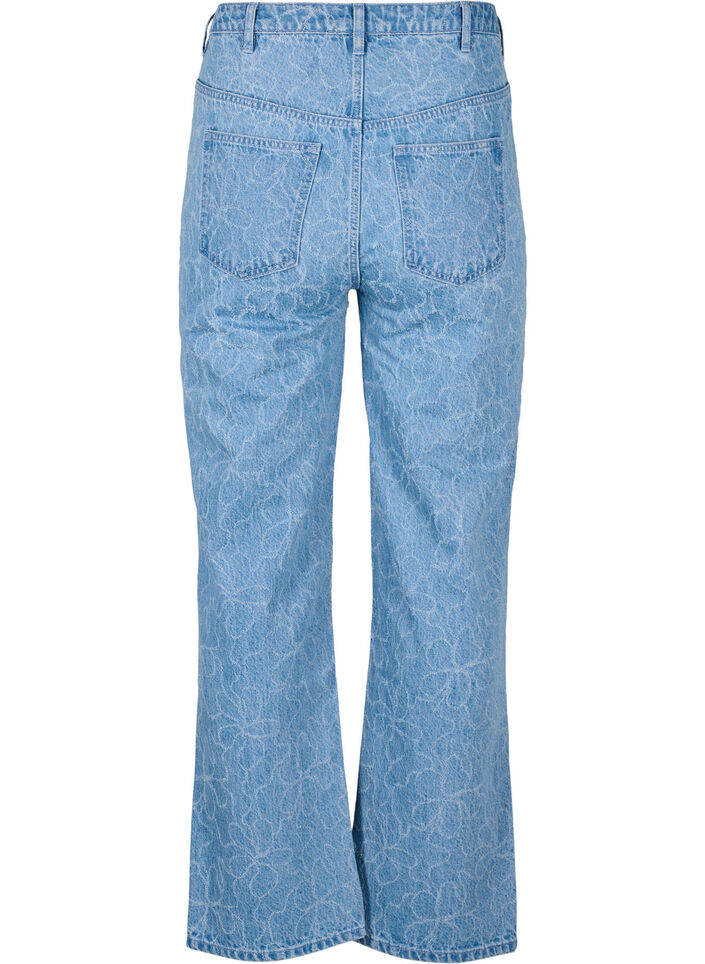 Gemma Jeans mit hoher Taille und geblümtem Muster, Blau, Packshot image number 1