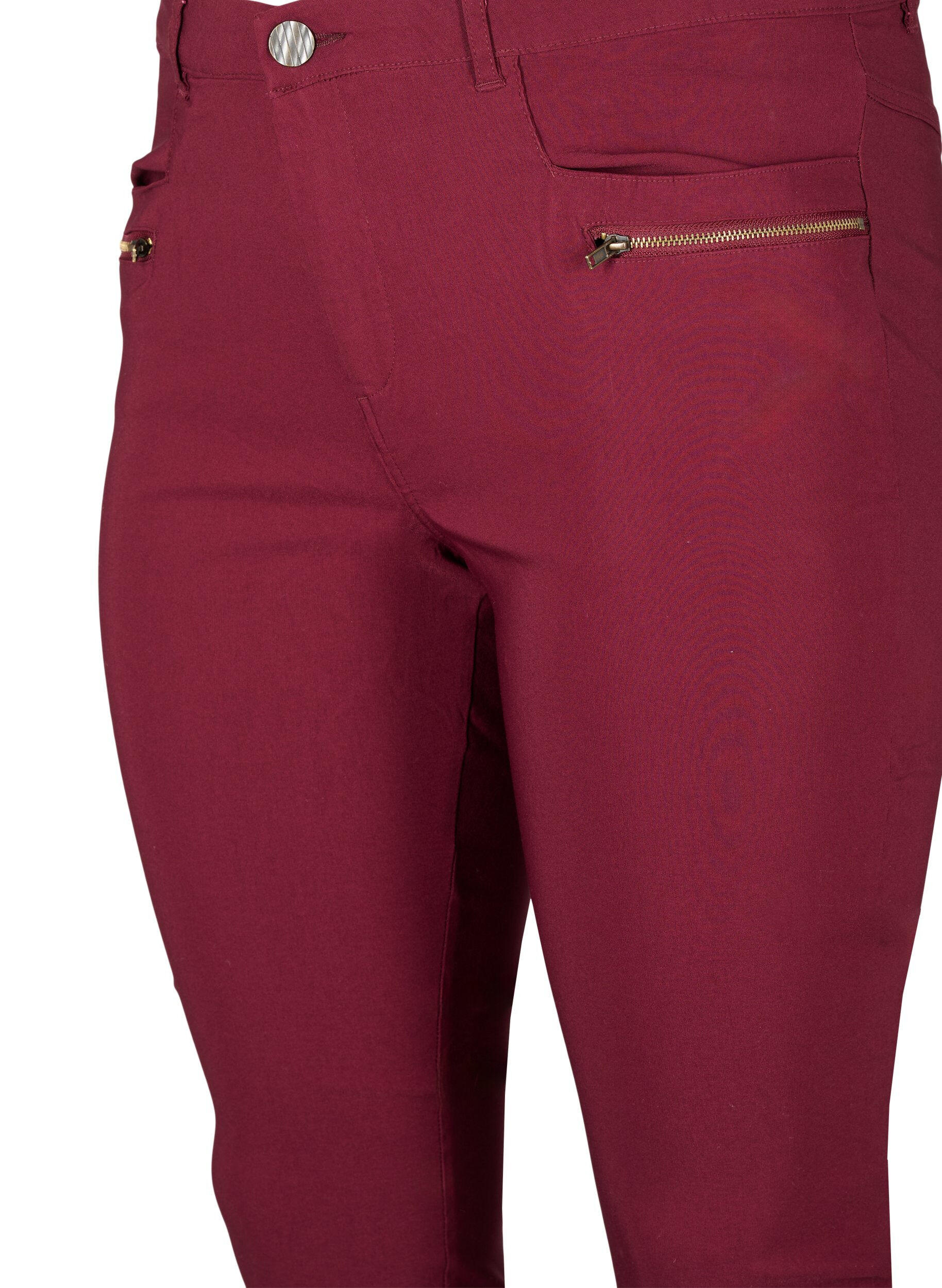ZizziEng anliegende Hose mit Rei&szlig;verschlussdetails, Rot, Packshot image number 2