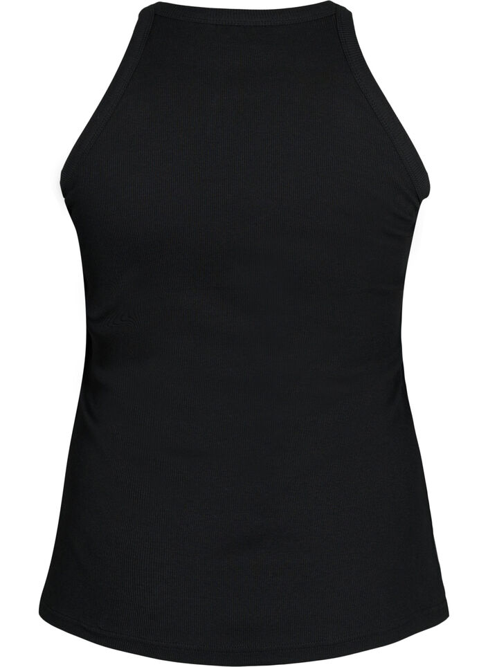 Geripptes Tanktop aus Baumwolle, Black, Packshot image number 1
