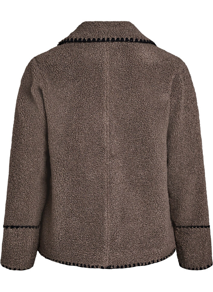 Teddyjacke mit Kontrastdetails, Braun, Packshot image number 1