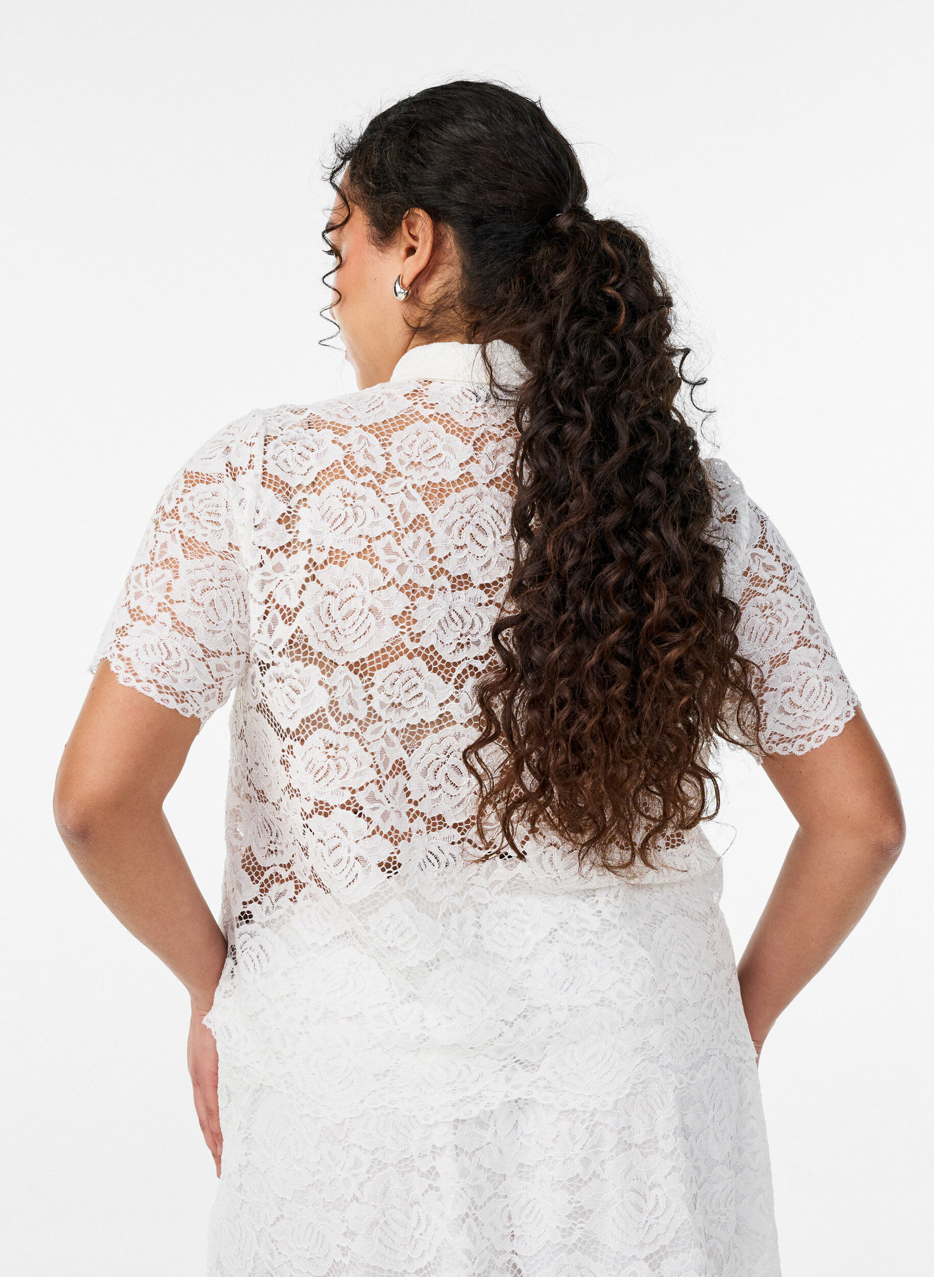 ZizziSpitzen blusenshirt mit perlenkn&ouml;pfen, Wei&szlig;, Model image number 2