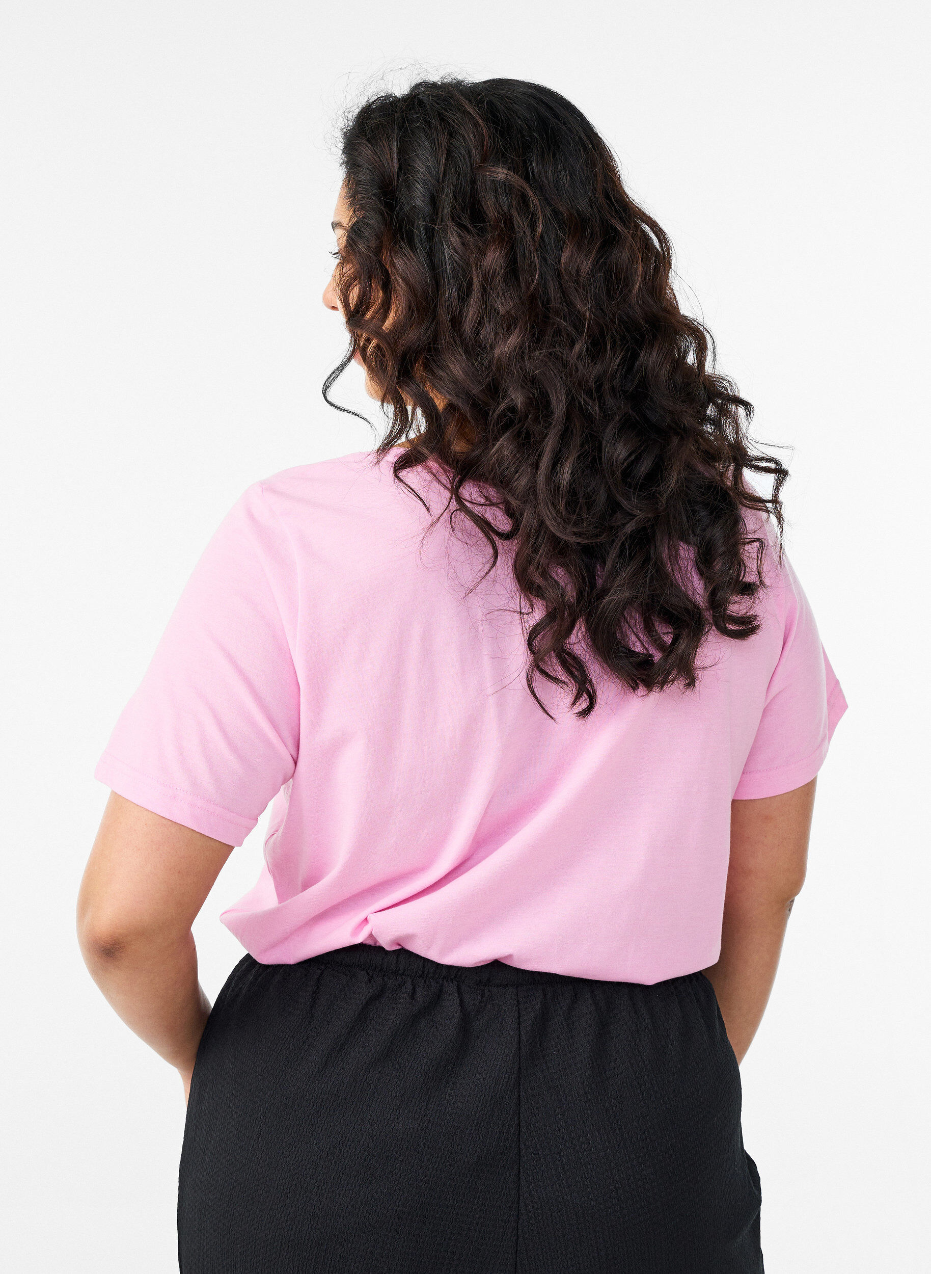 ZizziT-Shirt mit V-Ausschnitt, Pink, Model image number 2