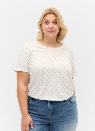 Gepunktetes T-Shirt aus Baumwolle, Snow White W. Dot, Model image number 0