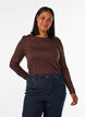 Lang&auml;rmelige Bluse aus Wolle und Viskose, Braun, Model image number 0