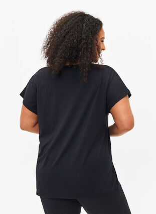 Lockeres Trainings-T-Shirt mit V-Ausschnitt, Black, Model image number 1