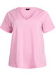 Kurz&auml;rmliges Basic-T-Shirt mit V-Ausschnitt, Pink, Packshot image number 0