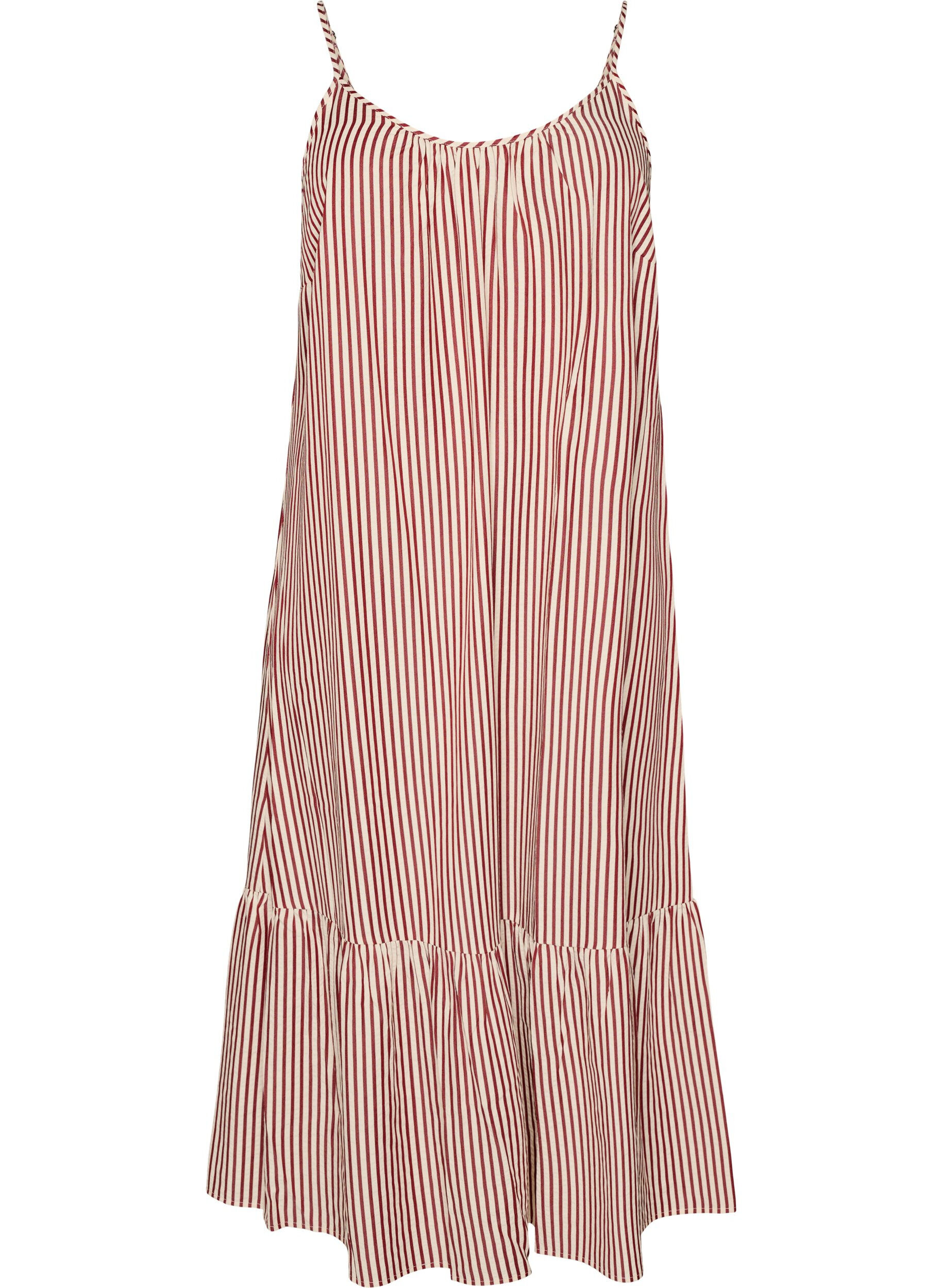 ZizziSommerkleid mit Streifen und A-Linie, Rot, Packshot image number 0