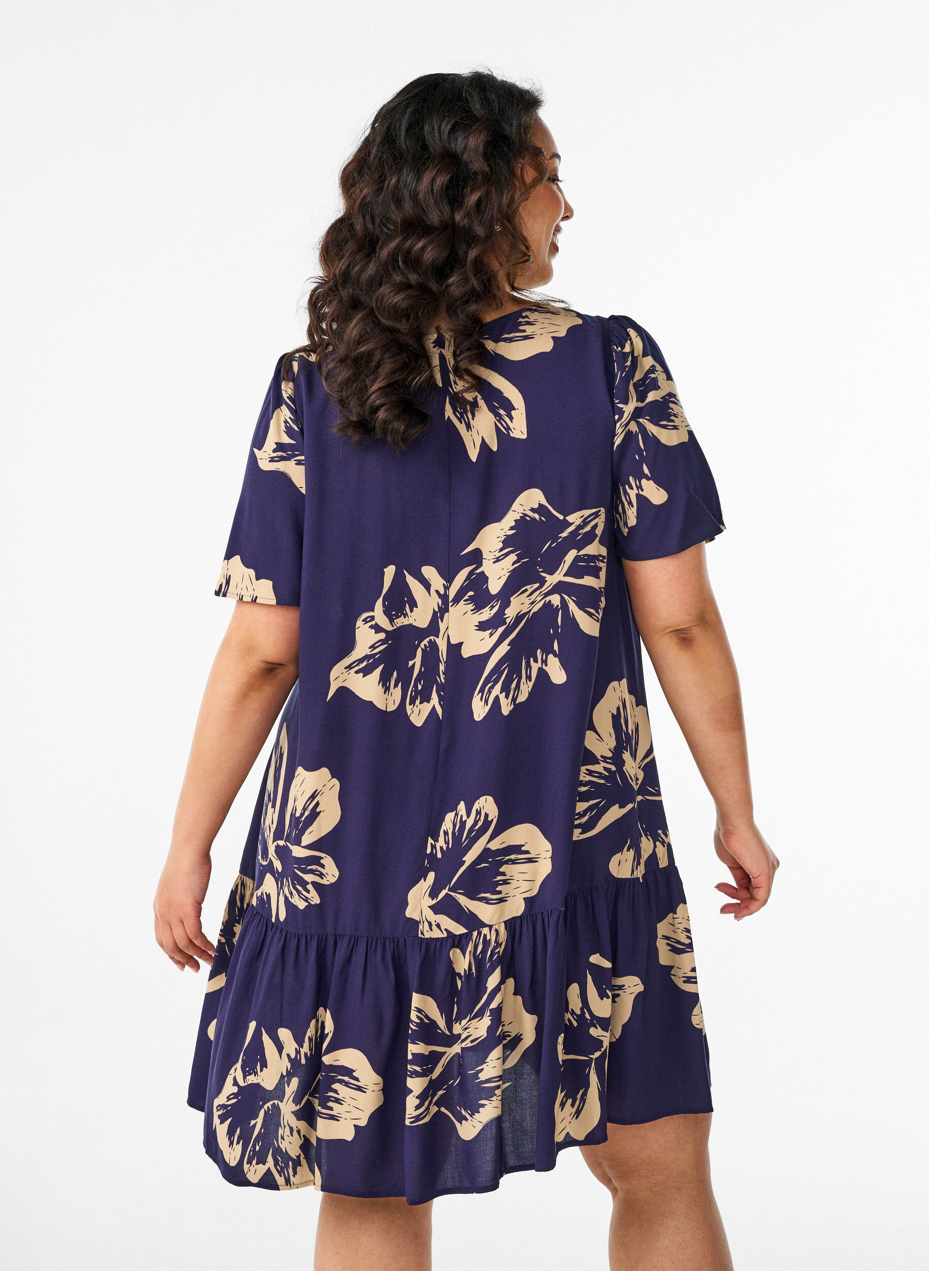 ZizziKleid aus Viskose mit Schnittlinie, Blau, Model image number 2