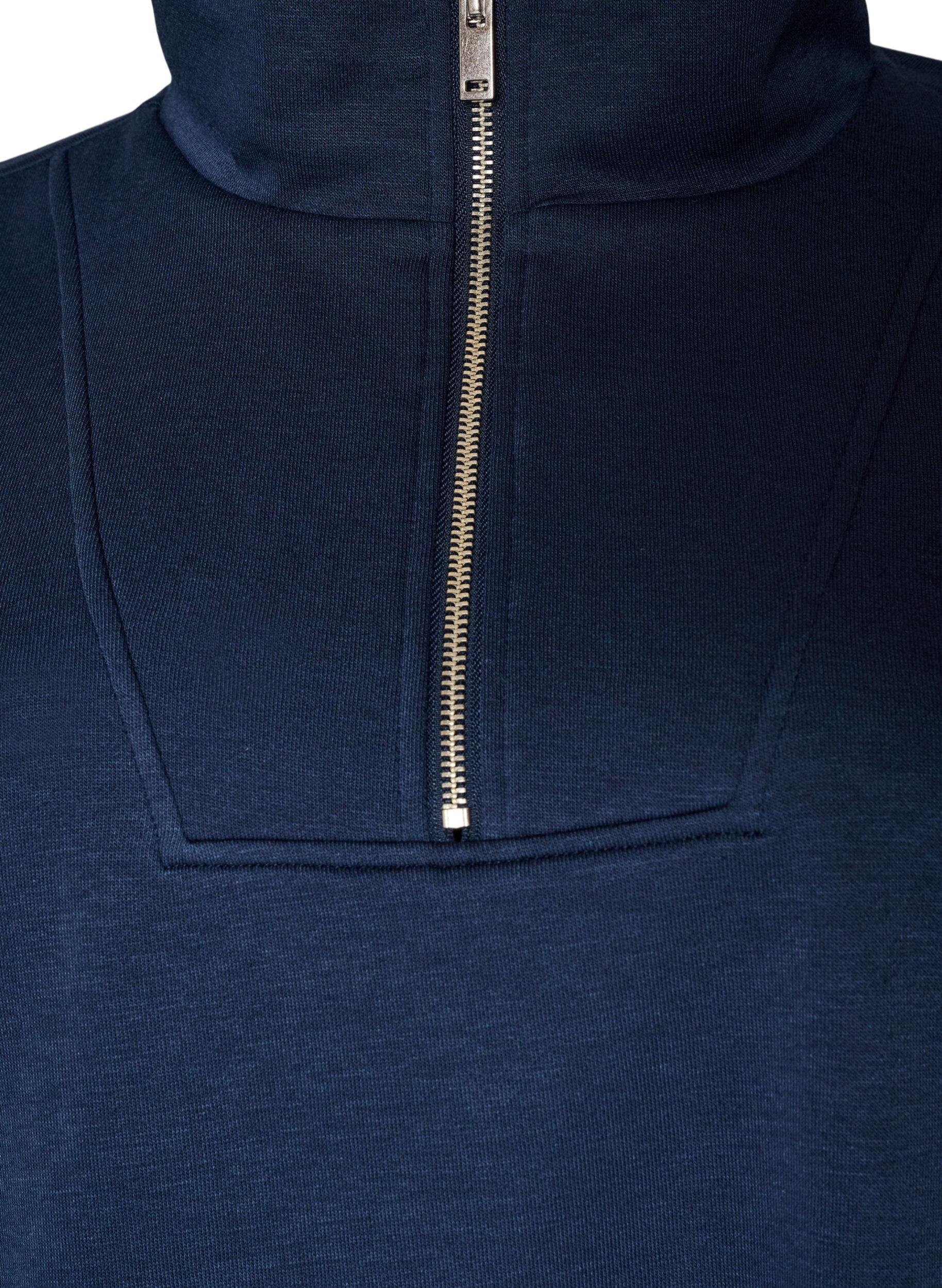 ZizziSweatshirt mit hohem Kragen und Rei&szlig;verschluss, Blau, Packshot image number 2
