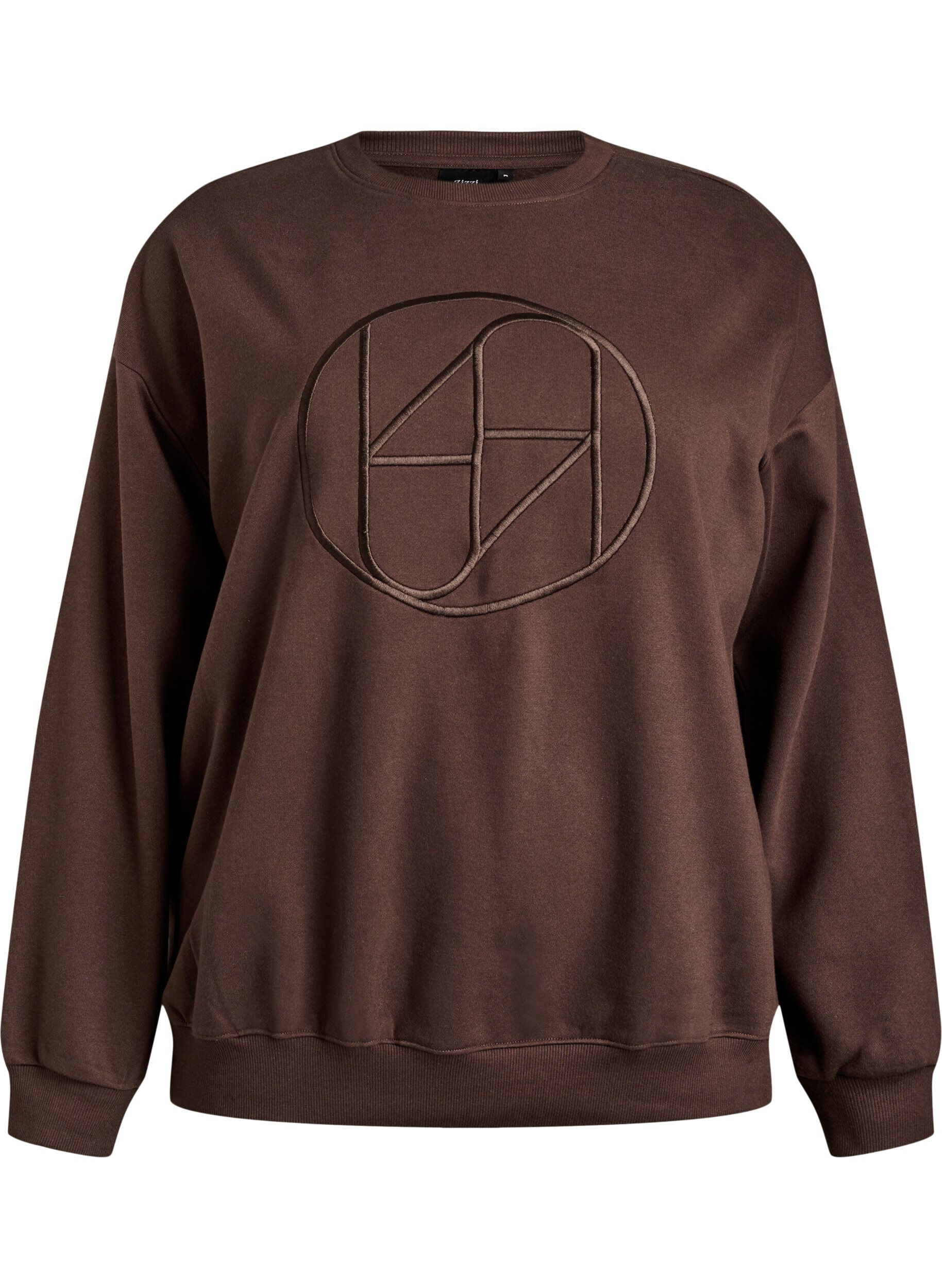 ZizziSweatshirt mit Motiv, Braun, Packshot image number 0