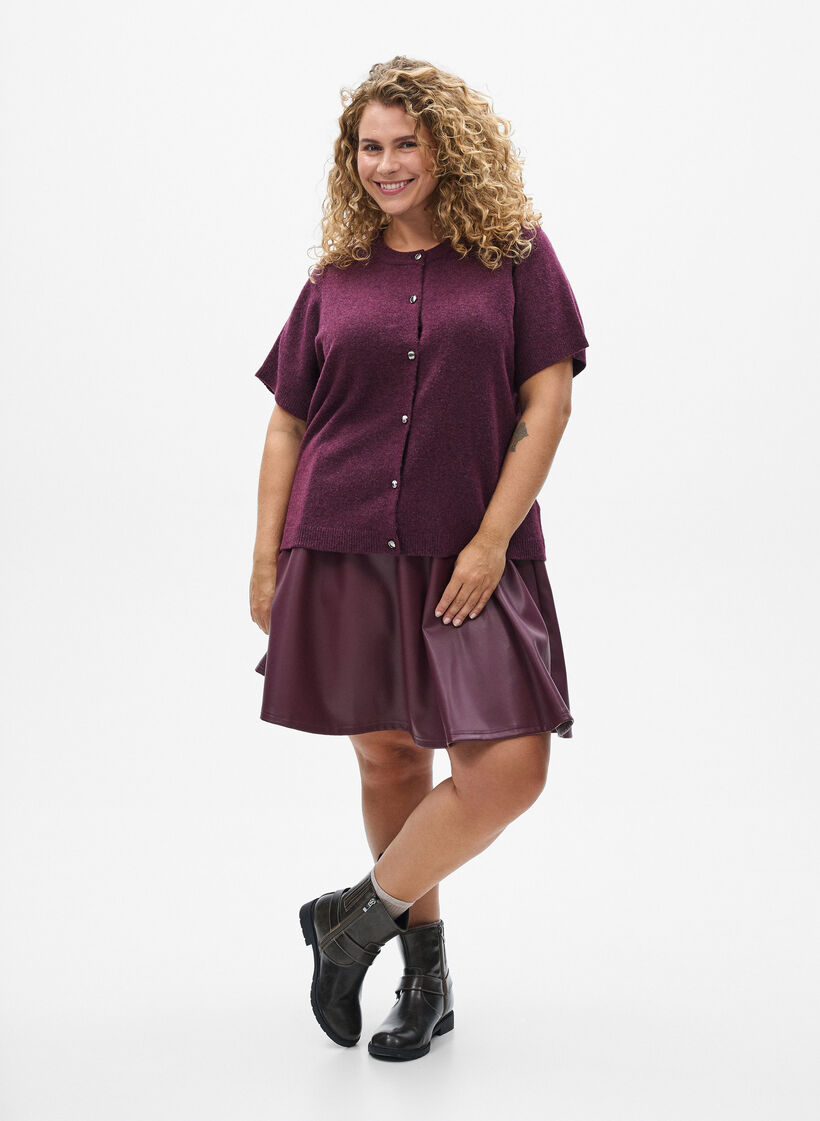 Strickjacke mit kurzen &Auml;rmeln, Dunkles Bordeaux, Model image number 1