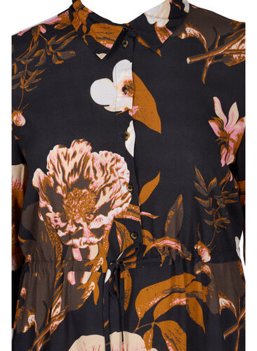 Geblümtes Viskosekleid mit Spitze, Black Flower AOP, Packshot image number 2