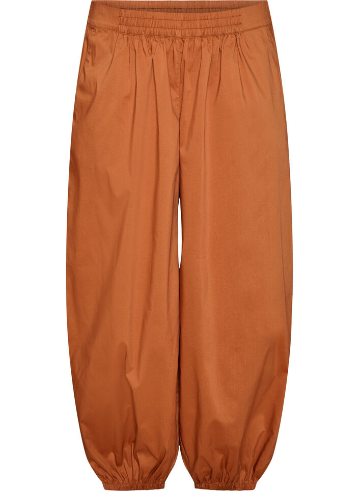 Ballonhose mit Taschen und elastischem Bund, Braun, Packshot image number 0