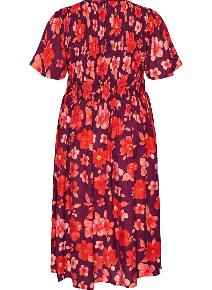 Kleid mit Smock und Blumenprint, Lila, Packshot image number 1