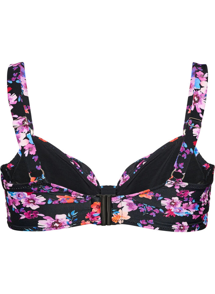 Bikinioberteil mit B&uuml;gel und Muster, Lila, Packshot image number 1