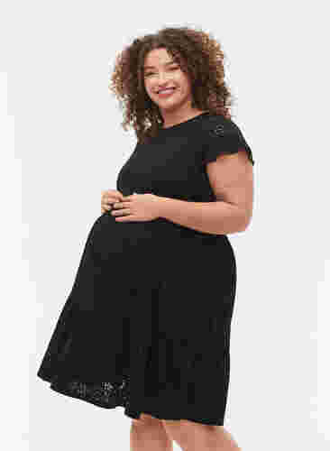 Schwangerschaftskleid aus Broderie anglaise mit Stillfunktion, Black, Model image number 0