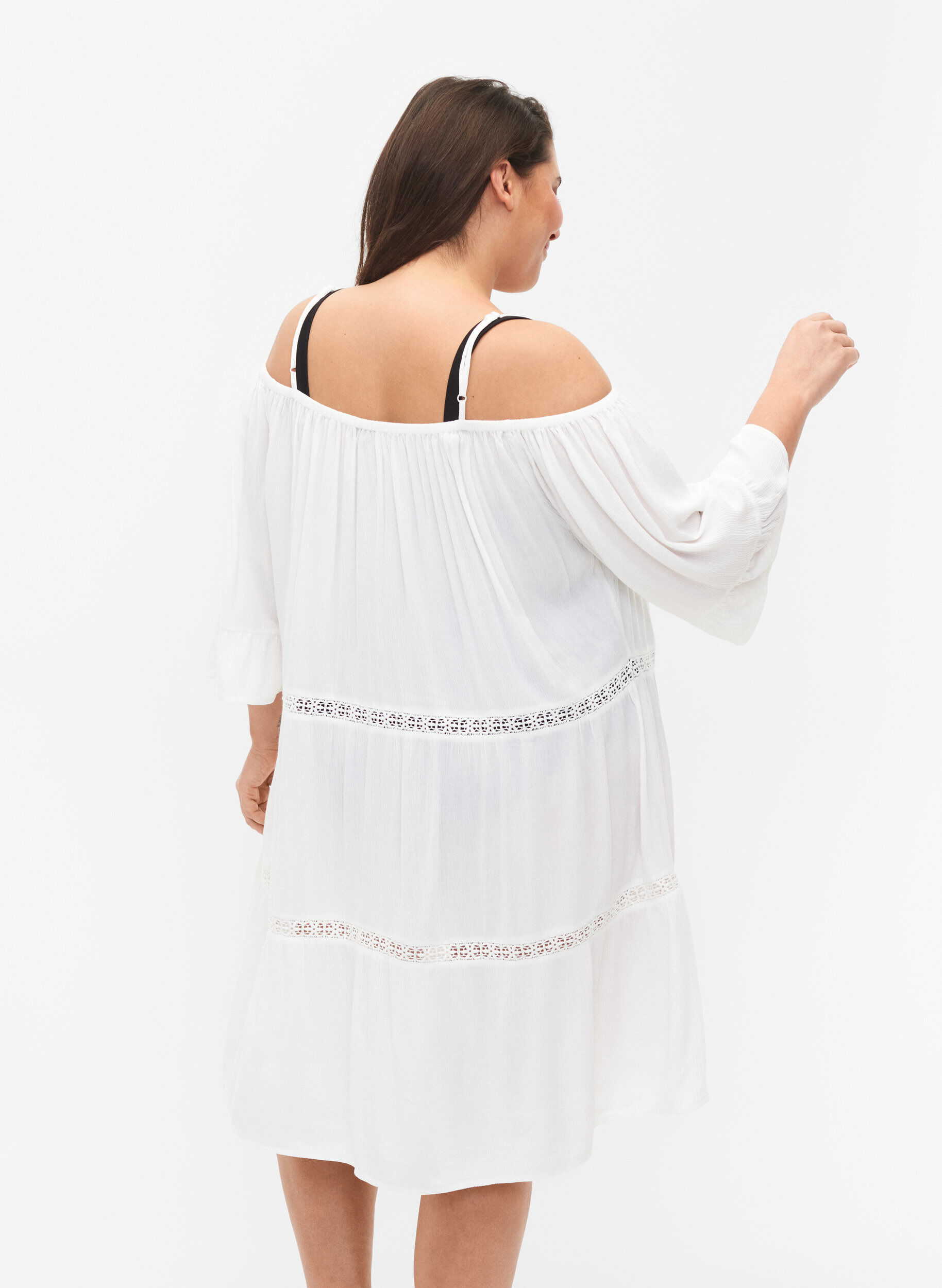 ZizziStrandtunika mit Off-Shoulder, White, Model image number 1
