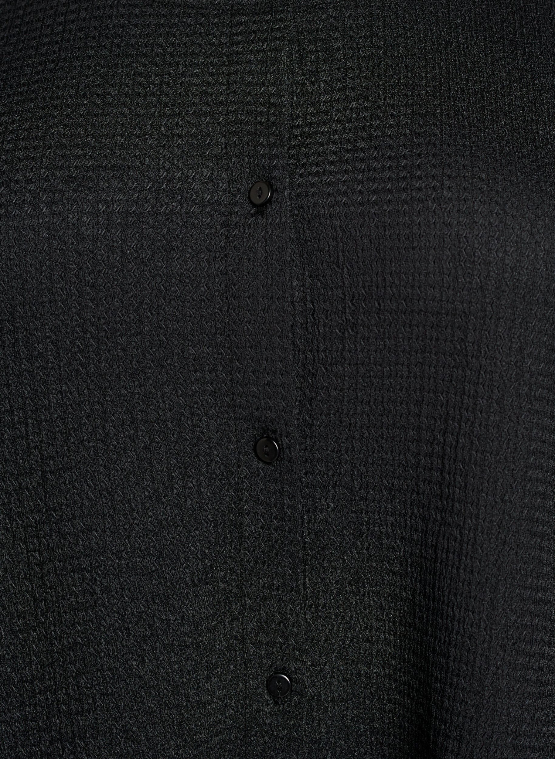 ZizziKurz&auml;rmelige Bluse mit Struktur und Knopfleiste, Schwarz, Packshot image number 2