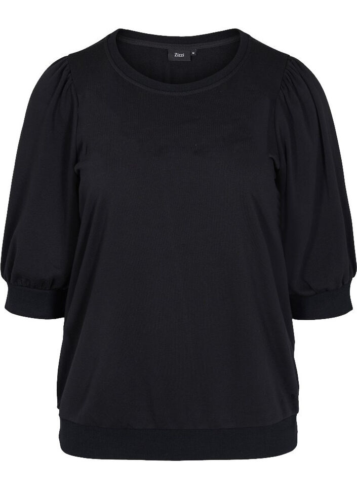 Sweatshirt mit 3/4 Ärmeln, Black, Packshot image number 0