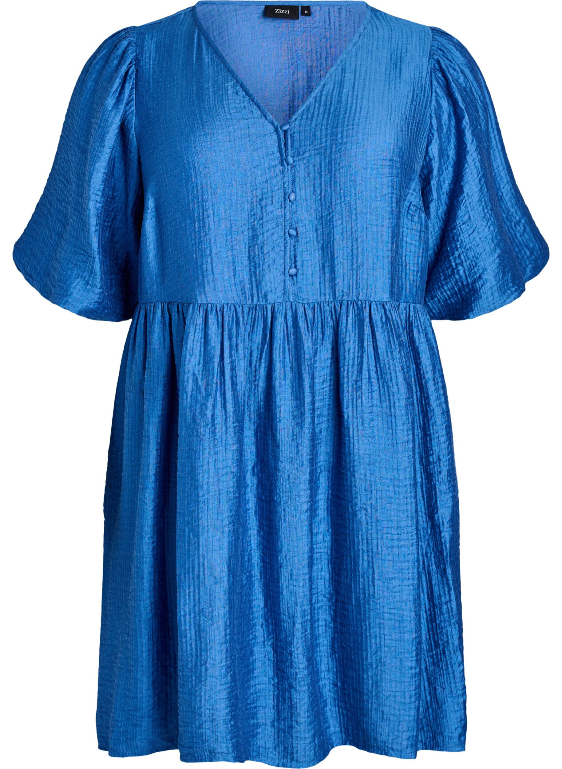 Kurzes Kleid mit Struktur und kurzen Ballon&auml;rmeln