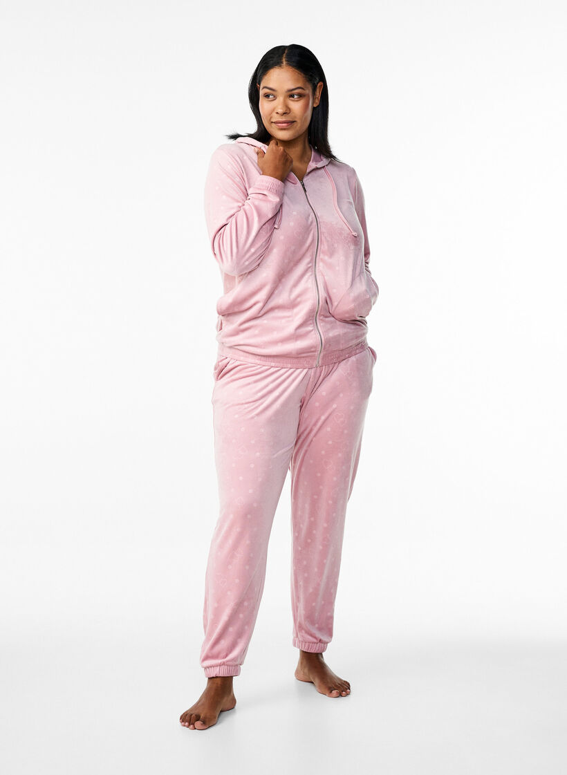 Velourshose mit Polka Dots und Herzen, Rot, Model image number 0