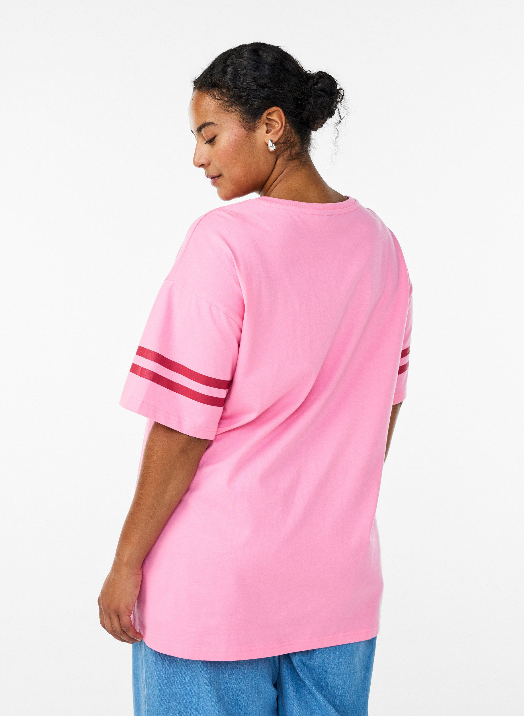 ZizziSportliches Oversize-College-T-Shirt, Pink, Model image number 2