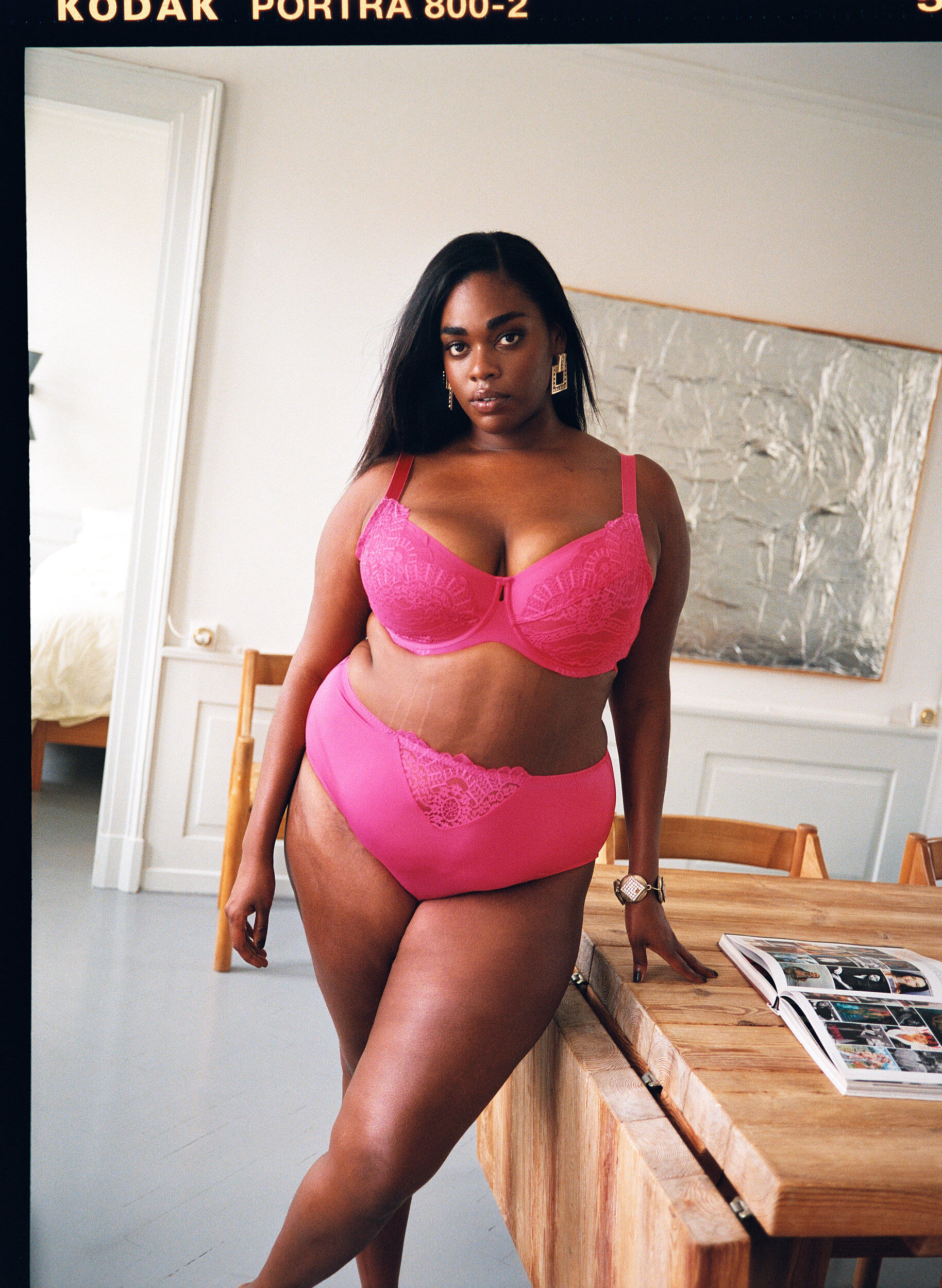 ZizziSlip aus Mikrofaser mit Spitzendetails, Pink, Image image number 0