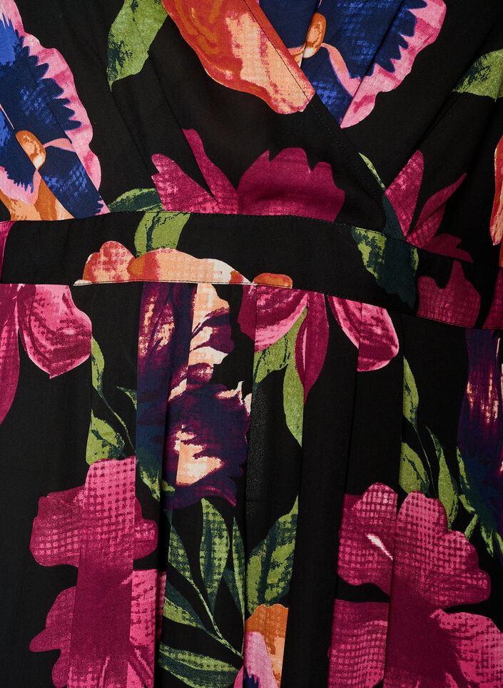 Maxikleid mit Wickelausschnitt und langen &Auml;rmeln, Schwarz, Packshot image number 2