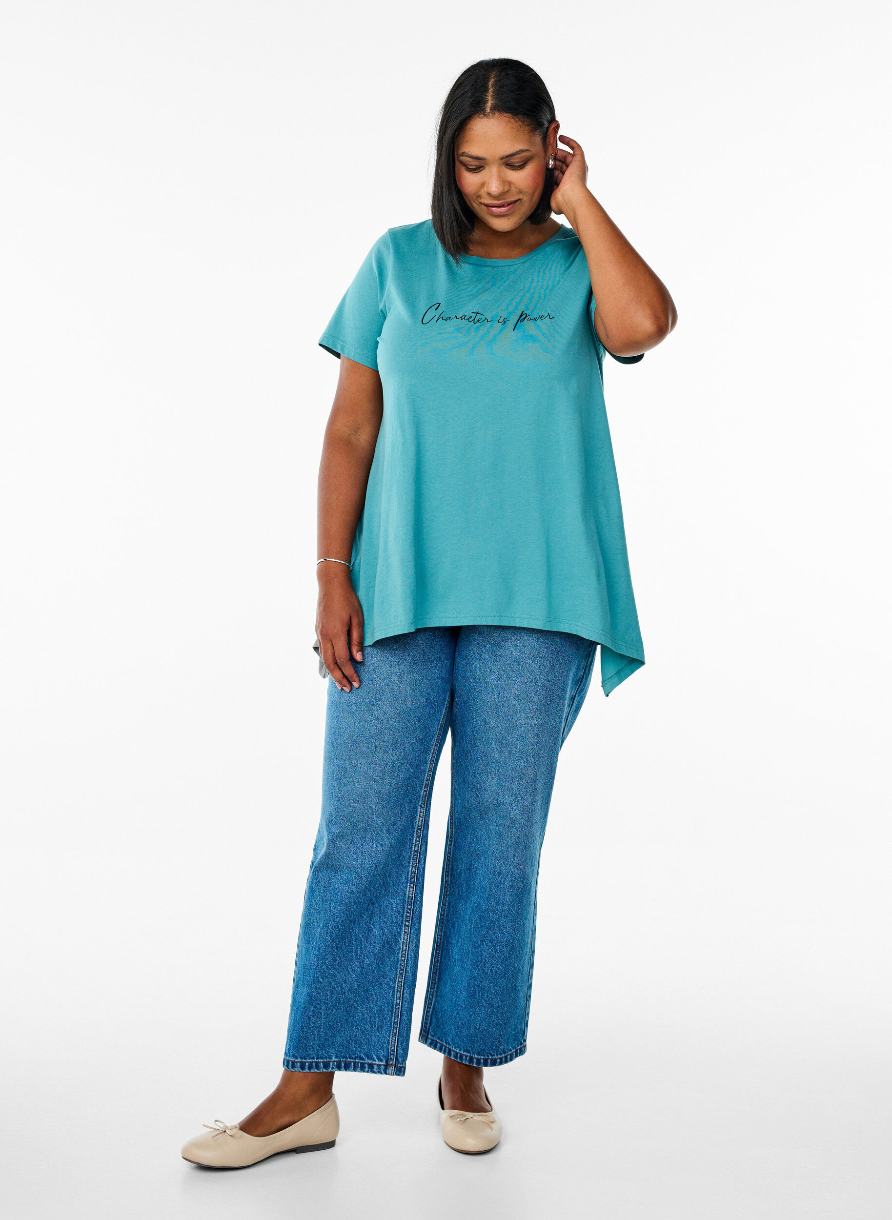 ZizziT-Shirt mit Rundhalsausschnitt und A-Linie, Gr&uuml;n, Model image number 1