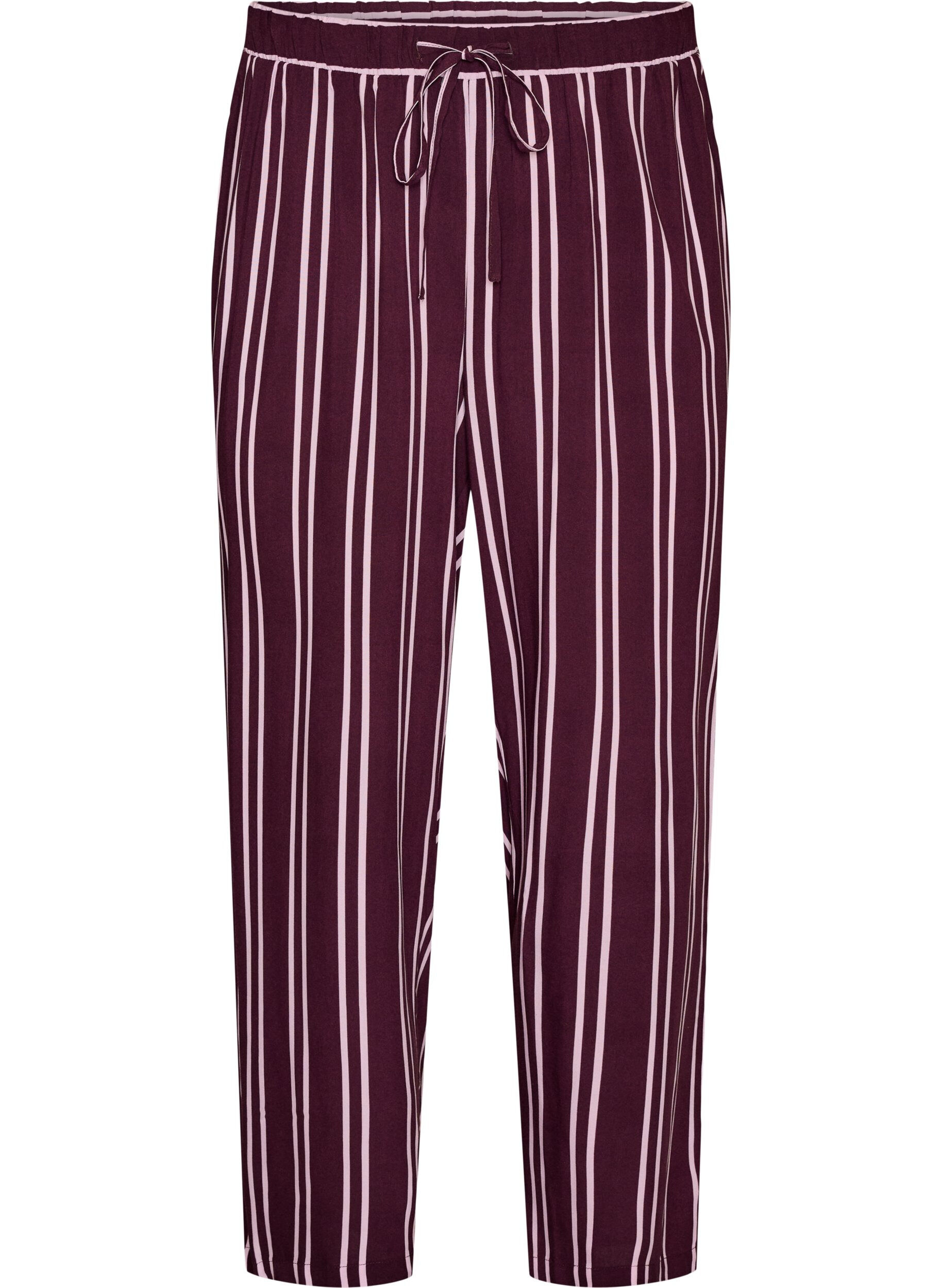 ZizziLockere Nachthose mit Streifen, Dunkles Bordeaux, Packshot image number 0