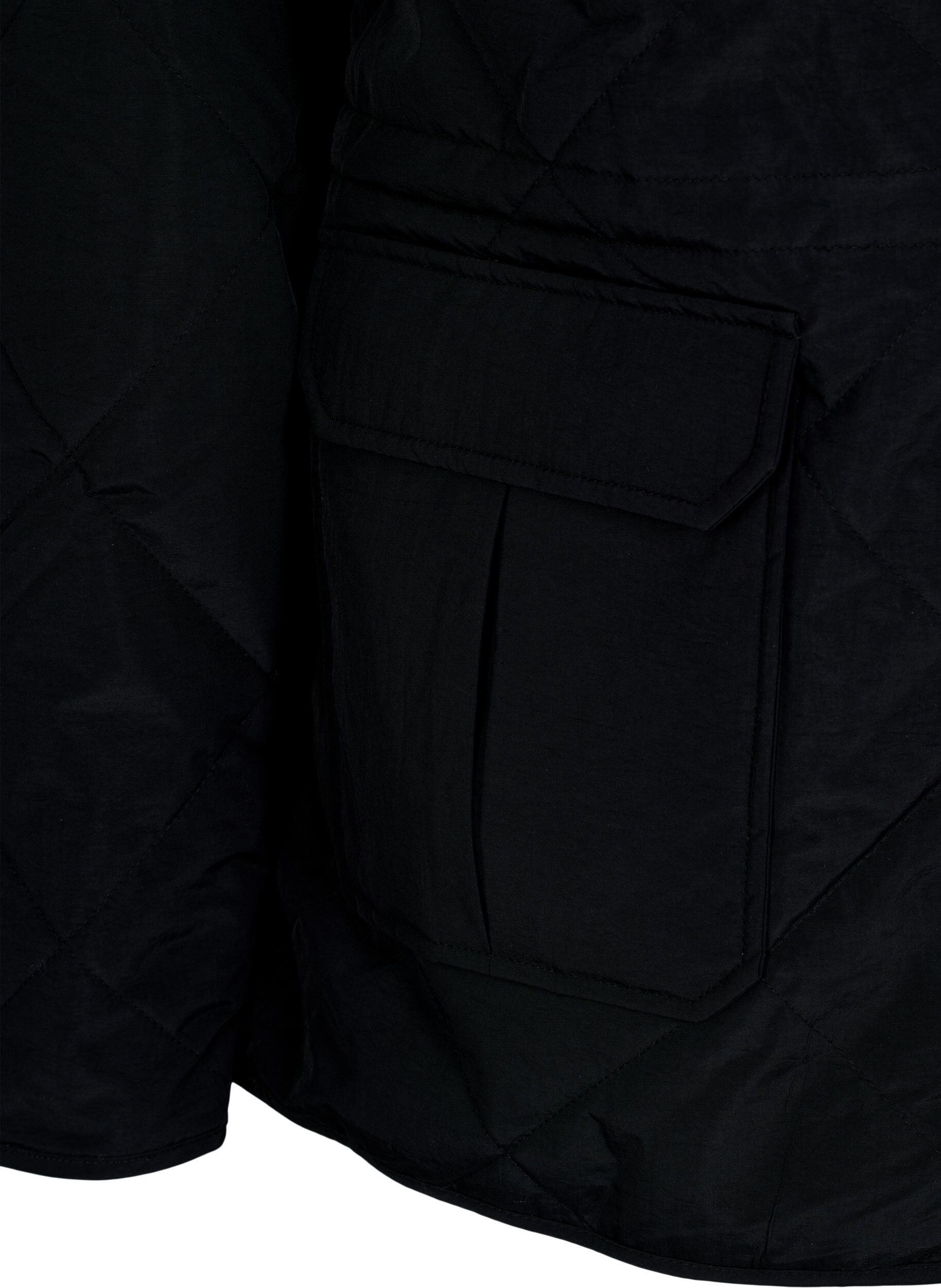 ZizziSteppjacke mit Kragen und Taschen, Schwarz, Packshot image number 3
